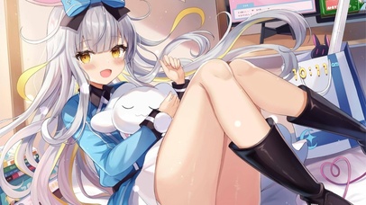 白毛长腿美少女