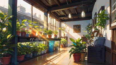 4K温馨午后阳光花店