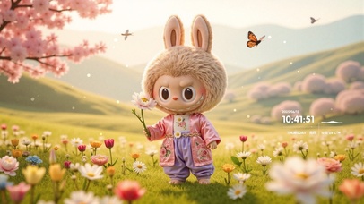 Labubu在花瓣天堂