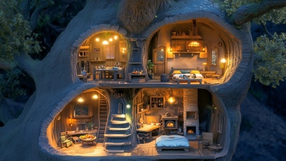 温馨的树洞小屋