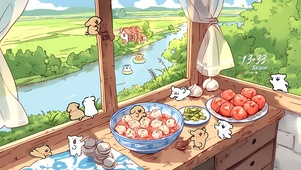 快乐野餐小狗	
