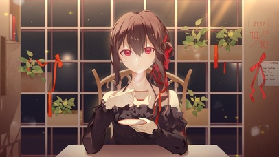 夜晚喝咖啡女孩