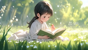 看书和小女孩
