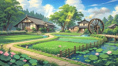 绿色乡村稻田4K