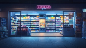 雨夜中的便利店