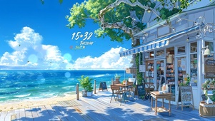 夏日海报小店绿荫治愈小清新