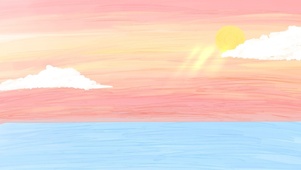 油画夕阳