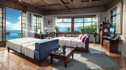 4K唯美治愈夏日海景房