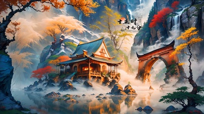 4k云雾深秋古寺