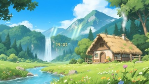 郁郁葱葱山涧小屋