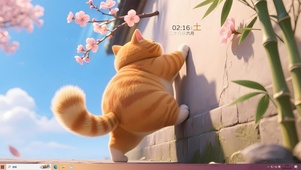 大橘猫爬墙头