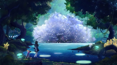 4K古风梦幻发光树