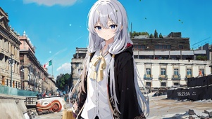 AI-旧城白发少女