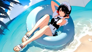 艾莲·乔-海边泳装少女