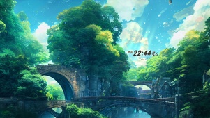 4k 夏日阳光护眼山林拱桥