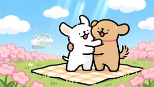 线条小狗-春日温馨