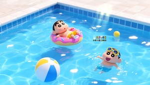 悠闲泳池蜡笔小新
