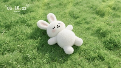 青草地上的大白兔