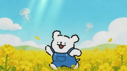 春日治愈桌面-线条小狗