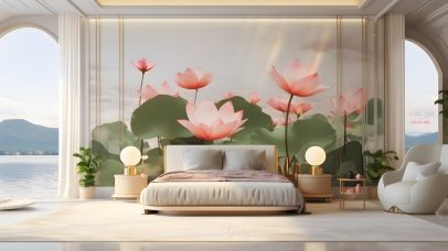 清新荷花卧室