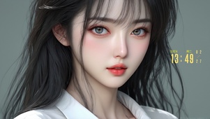 黑发白衬衫美少女
