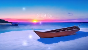 夕阳.雪滩.憩船