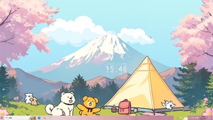 樱花雪山露营