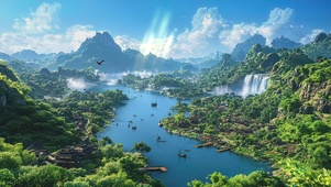 绿色护眼风景AI壁纸