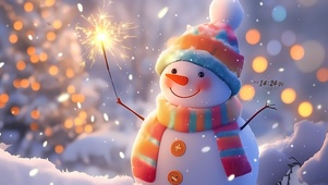 可爱烟火雪人