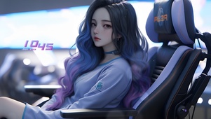 纯欲长发电竞美女