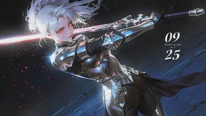 红瞳银发少女战士