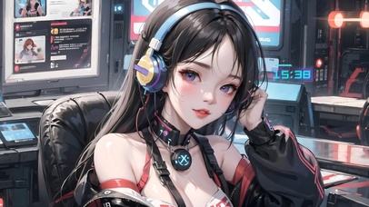 4k电竞耳机少女