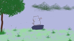 石头上的小猫