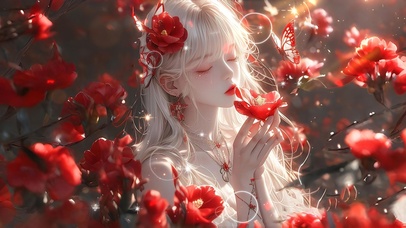 红色美学 花殇 流泪的玫瑰少女