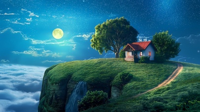 繁星下山坡小屋