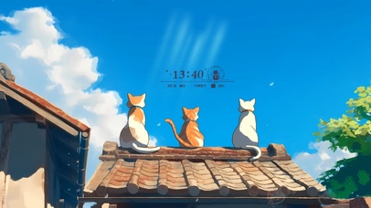 房顶三只猫