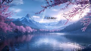 落日樱花山谷