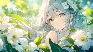 清纯可爱鲜花女孩
