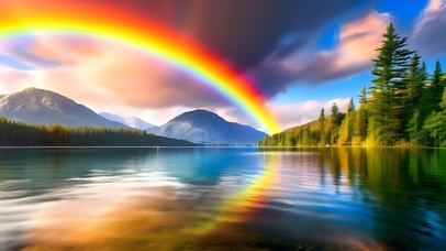 彩虹山水河流湖泊长江两岸风景