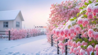 4k雪景鲜花