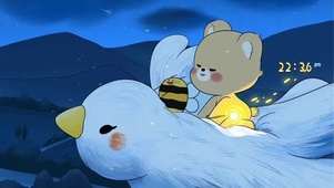 夜晚可爱小熊