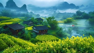 乡村油菜花盛开