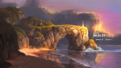 4k美丽的黄昏海湾