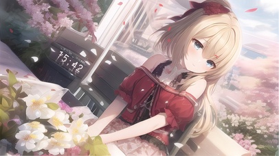 阳台观景的红衣少女