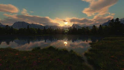 唯美治愈晚霞湖泊美景