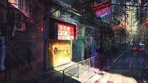 赛博朋克雨天小巷