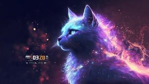 4K梦幻星空猫咪