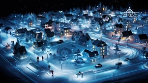4K晶莹剔透的雪夜之城