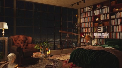 舒适的雨天书房卧室