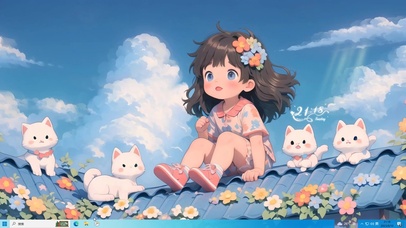 屋檐女孩和猫咪（主题）